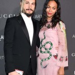 LOS ANGELES, CA - OCTOBER 29:  Zoe Saldana and Marco Perego attend the 2016 LACMA Art + Film Gala Honoring Robert Irwin and Kathryn Bigelow Presented By Gucci at LACMA on October 29, 2016 in Los Angeles, California.  (Photo by Venturelli/Getty Images for LACMA)