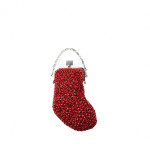 Borsetta in maglia di fil di ferro rossa a forma di calza di Natale con chiusura a pressione di Anteprima.