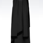 Vestito nero smanicato di Giorgio Armani a collo alto in cady di seta.