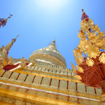Detail view of golden Shwezigon pagoda Bagan, Myanmar - Credit: Martin M303/Shutterstock