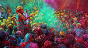 The festival of Holi is a religious festival. People sing bhajans of Radha and Lord Krishna on this day and it marks the beginning of Spring Season in india.Here you can see a gathering of people singing folk songs during Holi (Festival of Colors), India.